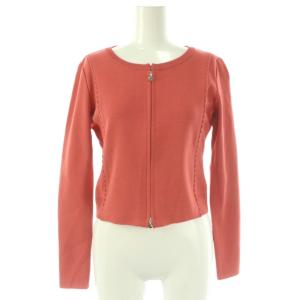 ジップアップ ニットカーディガン 薄手 34 ピンク /NR OS
