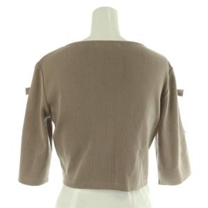 René ベーシック パール リボン カーディガン ニット 五分袖 34 ベージュ /NR OS