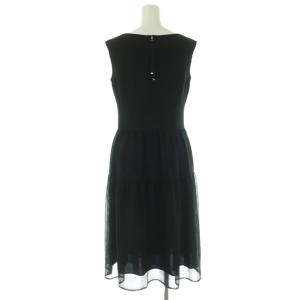 René ブローチ付き ワンピース ロング ノースリーブ 黒 /NR OS