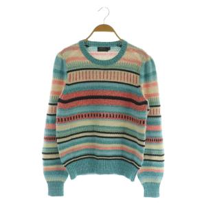 リネン混 ニット セーター 長袖 総柄 M マルチカラー /MY OS