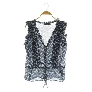 花柄 ノースリーブブラウス フリル 4 ネイビー /MY OS