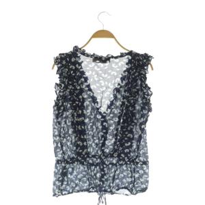 POLO RALPH LAUREN 花柄 ノースリーブブラウス フリル 4 ネイビー /MY OS