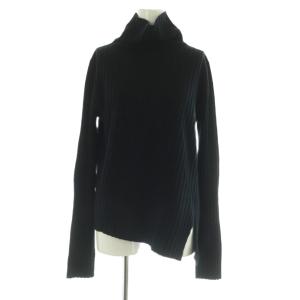 Rib Slit T/N KN ニット セーター タートルネック 長袖 カシミア混 ブラック /MY OS