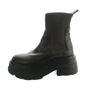 サイドゴアライクニットブーツ ショートブーツ M 23.0-23.5cm ブラウン 茶 /MI OS