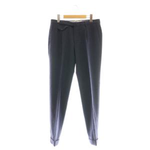 ウールパンツ チェック柄 ロールアップ 46 ネイビー 紺 ブラウン 茶 /CX OS