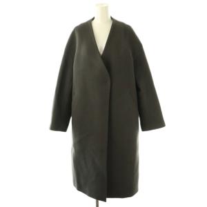 MANTECO ノーカラーコート ロング 38 チャコールグレー /HK OS