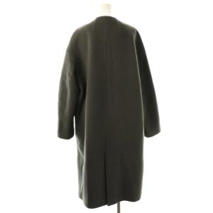 IENA MANTECO ノーカラーコート ロング 38 チャコールグレー /HK OS