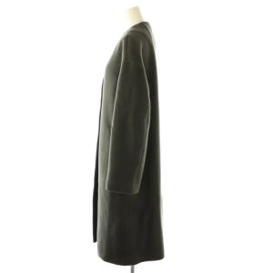 IENA MANTECO ノーカラーコート ロング 38 チャコールグレー /HK OS