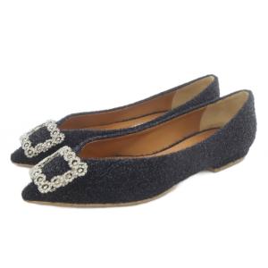 ANNA  Vカットビジューパンプス ポインテッドトゥ 37 黒 ブラック /SR