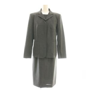 スーツ ピンストライプ ジャケット ワンピース セットアップ 38 グレー ホワイト /CX OS