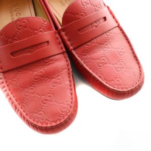 GUCCI GGエンボスレザードライビングシューズ ローファー 5.5 赤 レッド /SS OS