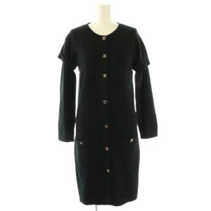 P36505K02251 ターンロック金具 ココマーク ニットワンピース カシミヤ 34 ブラック