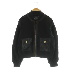 21AW キルティグショートブルゾン フェイクレザー ジップアップ 38 ブラック /MY OS