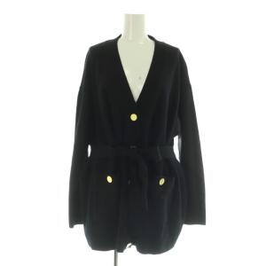 23AW メリノウールニットカーディガン ベルト付 36 ブラック /MY OS