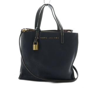 ハンドバッグ ショルダー 2WAY ゴールドカラー金具 レザー 紺 ネイビー /AQ OS