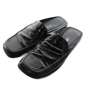 ミュール 38 黒 ブラック エナメル スクエアトゥ /AQ OS