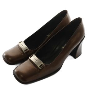 パンプス スクエアトゥ メタリック 38 ブラウン /AQ OS