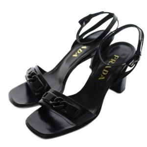 サンダル チャンキーヒール ストラップ 38.5 黒 ブラック /AQ OS