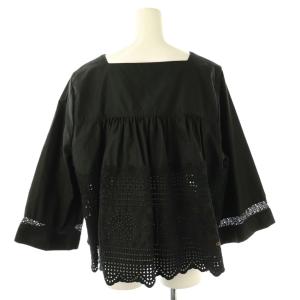 45rpm 薄高密度ギャバのカットワークブラウス ブラック 71230284