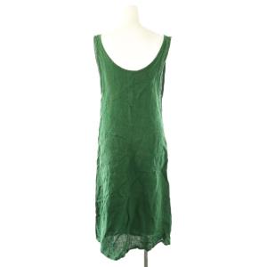 fog linen work リトアニアリネンエプロンワンピース ノースリーブ ロング グリーン /HK OS