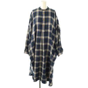 ジンバネルチェックのビッグシャツドレスワンピース ブルー 71250344