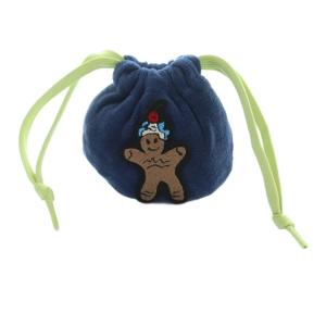 ジンジャークッキー ドローストリングポーチ(S) 巾着 ポーチ アップリケ ネイビー 紺色 /MI OS