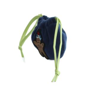 LUDLOW ジンジャークッキー ドローストリングポーチ(S) 巾着 ポーチ アップリケ ネイビー 紺色 /MI OS