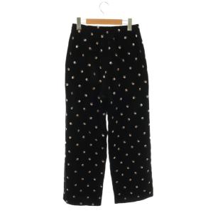CABaN 24AW ベロア PETIT ROSEプリントパンツ F ブラック
