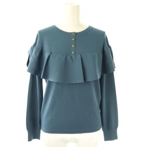 ラッフルプルオーバー ニット カットソー 長袖 38 ブルー /NR OS