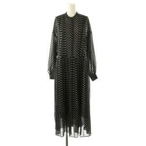 ドット ワンピース ロング 長袖 F ブラック /HK OS