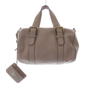 SAMサムミニボストンバッグ ハンドバッグ レザー ピンクベージュ /SR OH