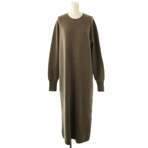 Crew neck Knit Onepiece ワンピース ニット ロング 36 ブラウン /HK OS