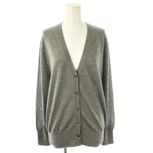 24AW cashmere silk ニットVネックカーディガン 長袖 薄手 カシミヤ シルク混 グレー