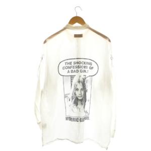 25SS SHOCKING BAD GIRL スリットスリーブシャツ プリント シアー F ホワイト ブラック