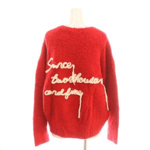 SNIDEL 24AW ブークレロゴニットプルオーバー セーター F レッド ベージュ /CX OS