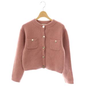 24AW フォックスファーニットジャケット クロップド F スモークピンク /CX OS