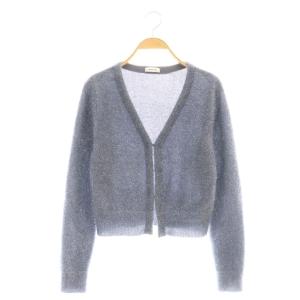 25SS フィルムフェザーカーディガン ニット ラメ Vネック F ブルーグレー /CX OS