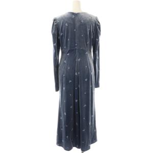 CELFORD 24AW ベロア総刺繍ワンピース Vネック 38 ブルー /CX OS