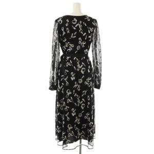 GRACE CONTINENTAL 25SS コスメフロッキープリントワンピース 36 ブラック ホワイト