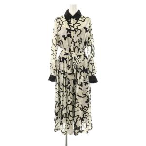 24AW キカフラワープリーツドレス ワンピース 36 アイボリー ブラック