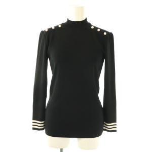 フェイクパール装飾ニット セーター 36 ブラック ホワイト /ES OS SH