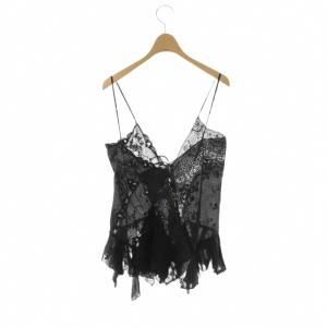 KEITA MARUYAMA コットンリネン混キャミソール レース 刺繍 1 ブラック /DF OS SH