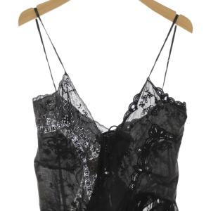 KEITA MARUYAMA コットンリネン混キャミソール レース 刺繍 1 ブラック /DF OS SH