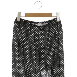 MICHAEL KORS シルクドットレース装飾スカート ミディ丈 ひざ丈 2 ブラック ホワイト /DF OS SH