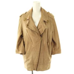 スエードレザージャケット アウター ジップアップ 34 ベージュ /NR OS SH