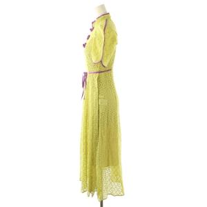Lily Brown LilyBrown × KEITA MARUYAMA 23SS レースチャイナワンピース 半袖 ロング 0 黄緑 /NR OS