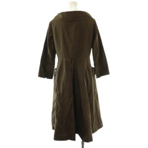 FOXEY BOUTIQUE 23283 シルクダブルボタンコート ロング 40 ダークカーキ /HK OS SH