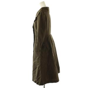FOXEY BOUTIQUE 23283 シルクダブルボタンコート ロング 40 ダークカーキ /HK OS SH