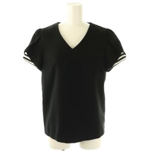 24SS TULIP SLEEVE TOP カットソー 36 ブラック ホワイト /DO OS