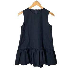 ストレッチ ギャザー フレア ノースリーブ ブラウス 36 S 紺 ネイビー C337-026 FY